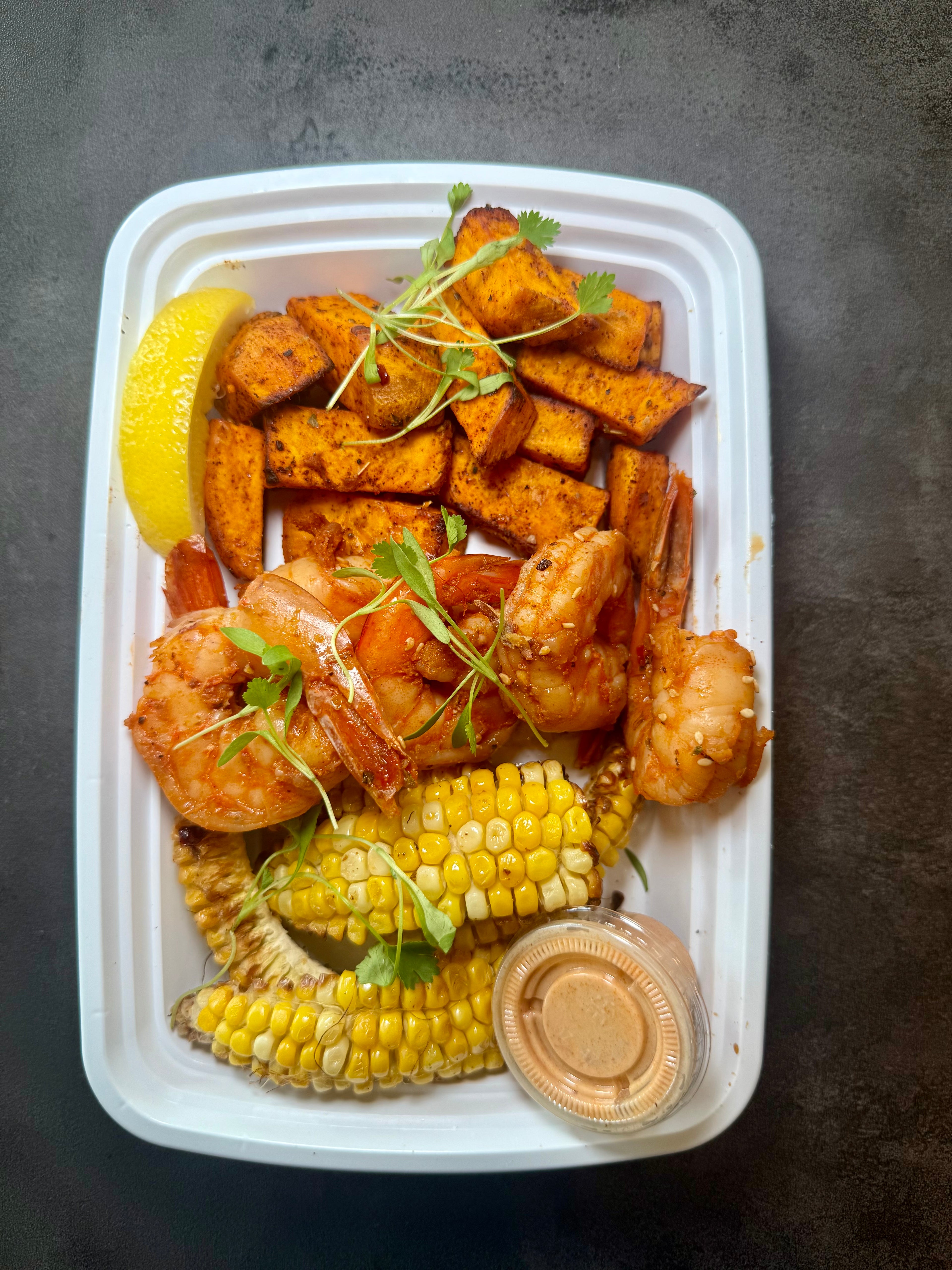 Sweet Potato, Corn & Shrimp